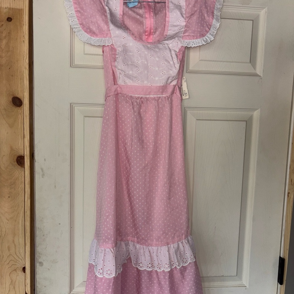 Pink Eyelet Ruffle Maxi Dress